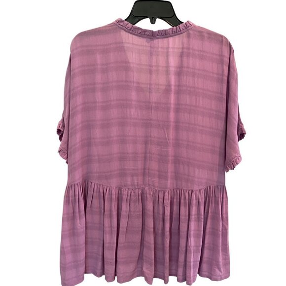 Time and Tru Lilac Baby Doll Short Sleeve Blouse - Picture 2 of 5